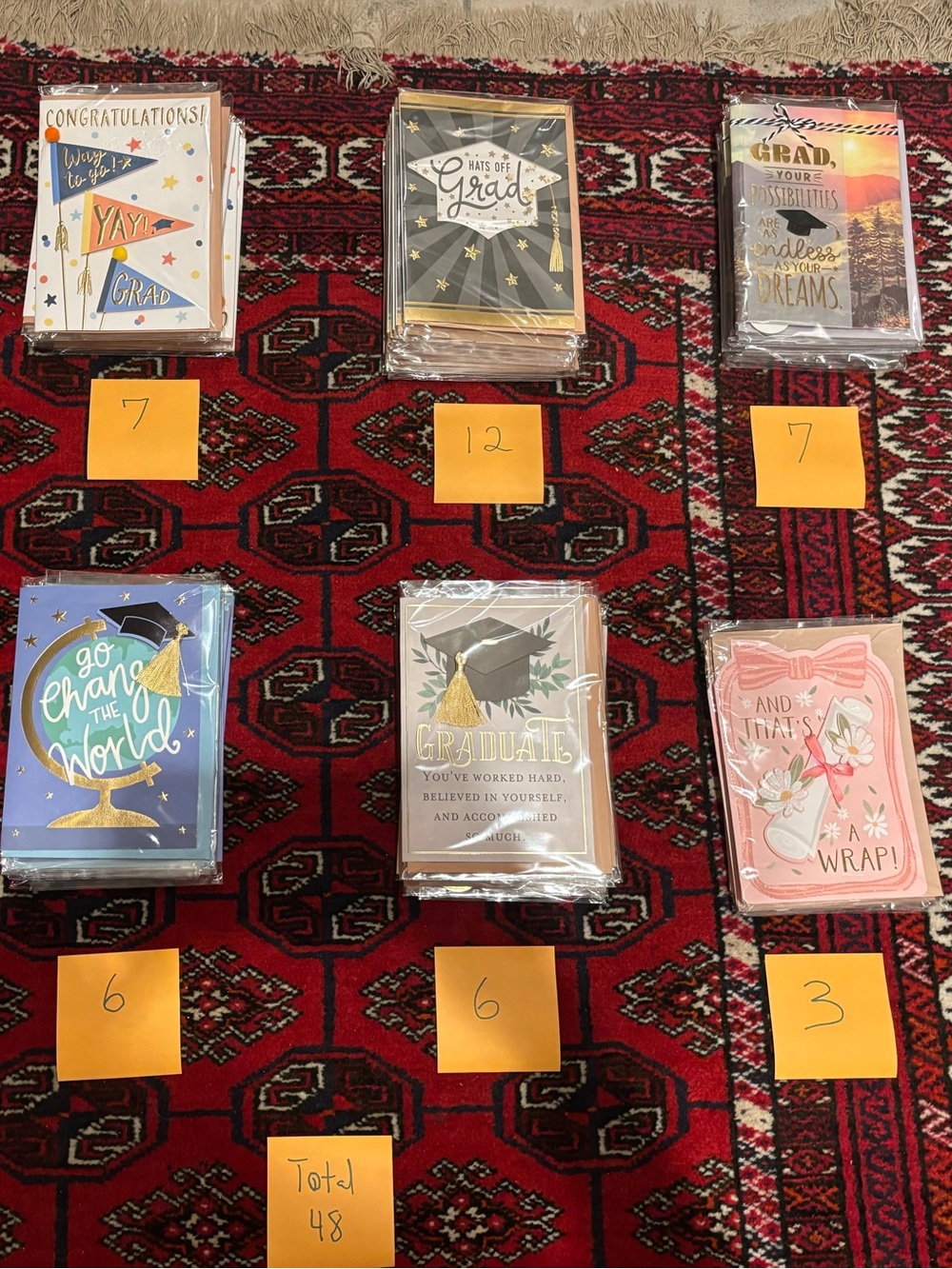 Lot of 48 Graduation Cards & Envelopes. 7 Designs Individually Sealed Brand New.